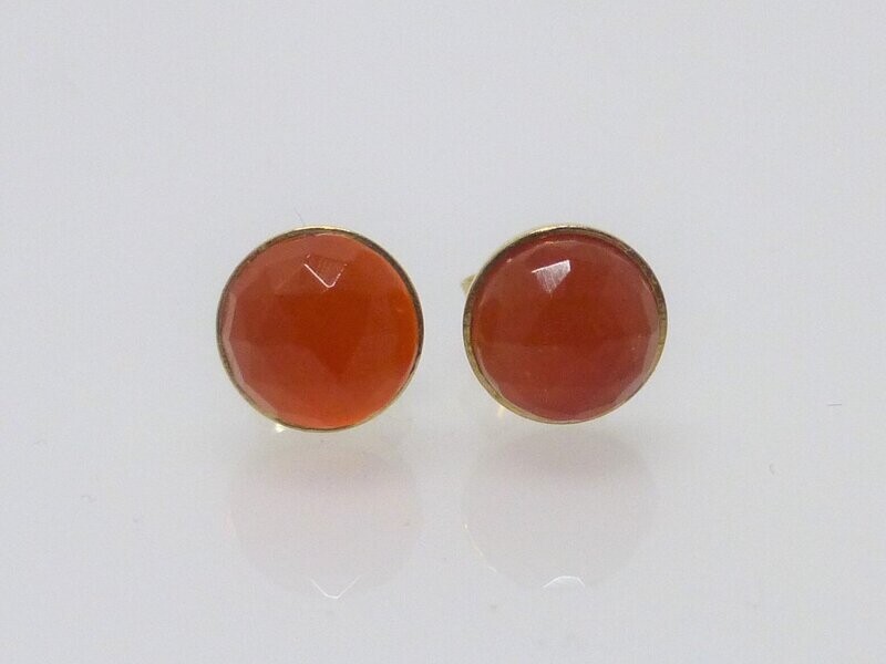 Ohrstecker Karneol Cabochon 4mm facettiert 925 Gold -