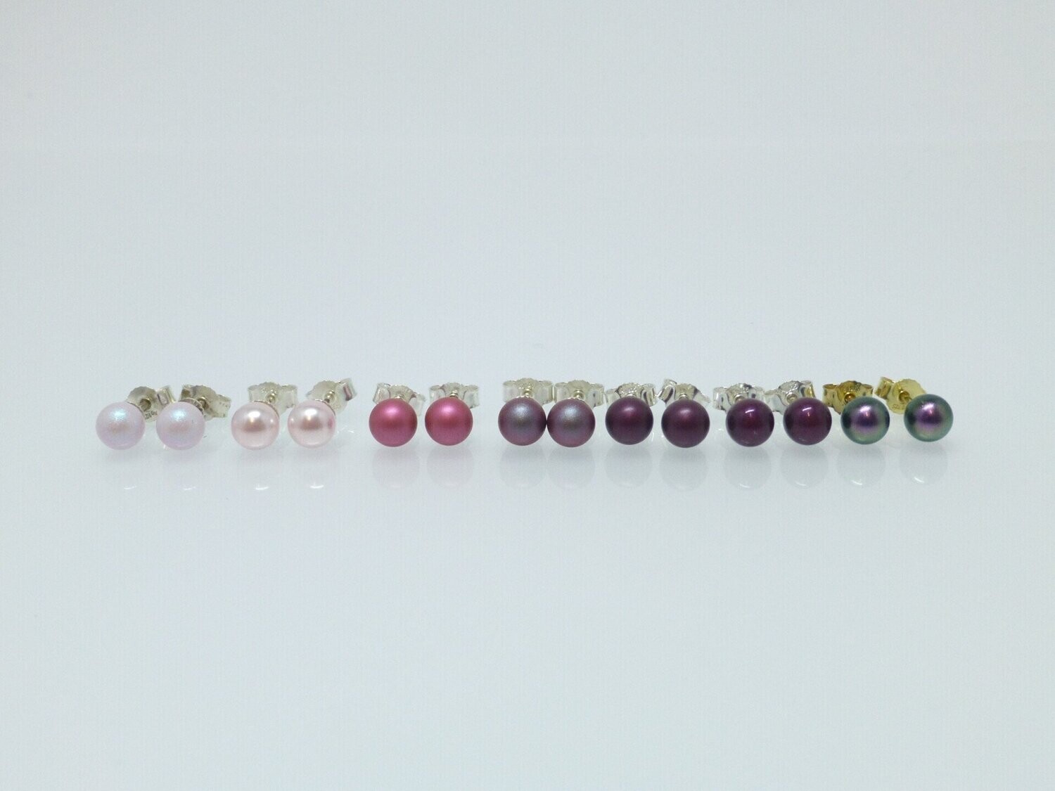 Ohrstecker mit Perle 6mm - Rot-Rosa-Violett