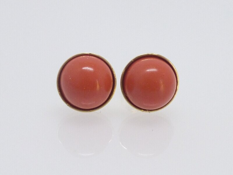 Ohrstecker Koralle rek. Cabochon Hellrot 8mm
