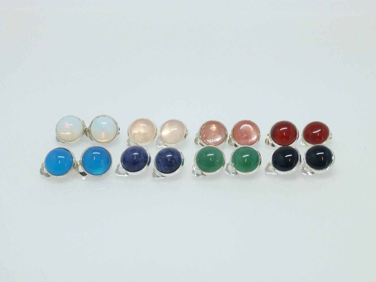 Ohrclips Halbedelstein Cabochon 12mm versilbert - versch. Steine-