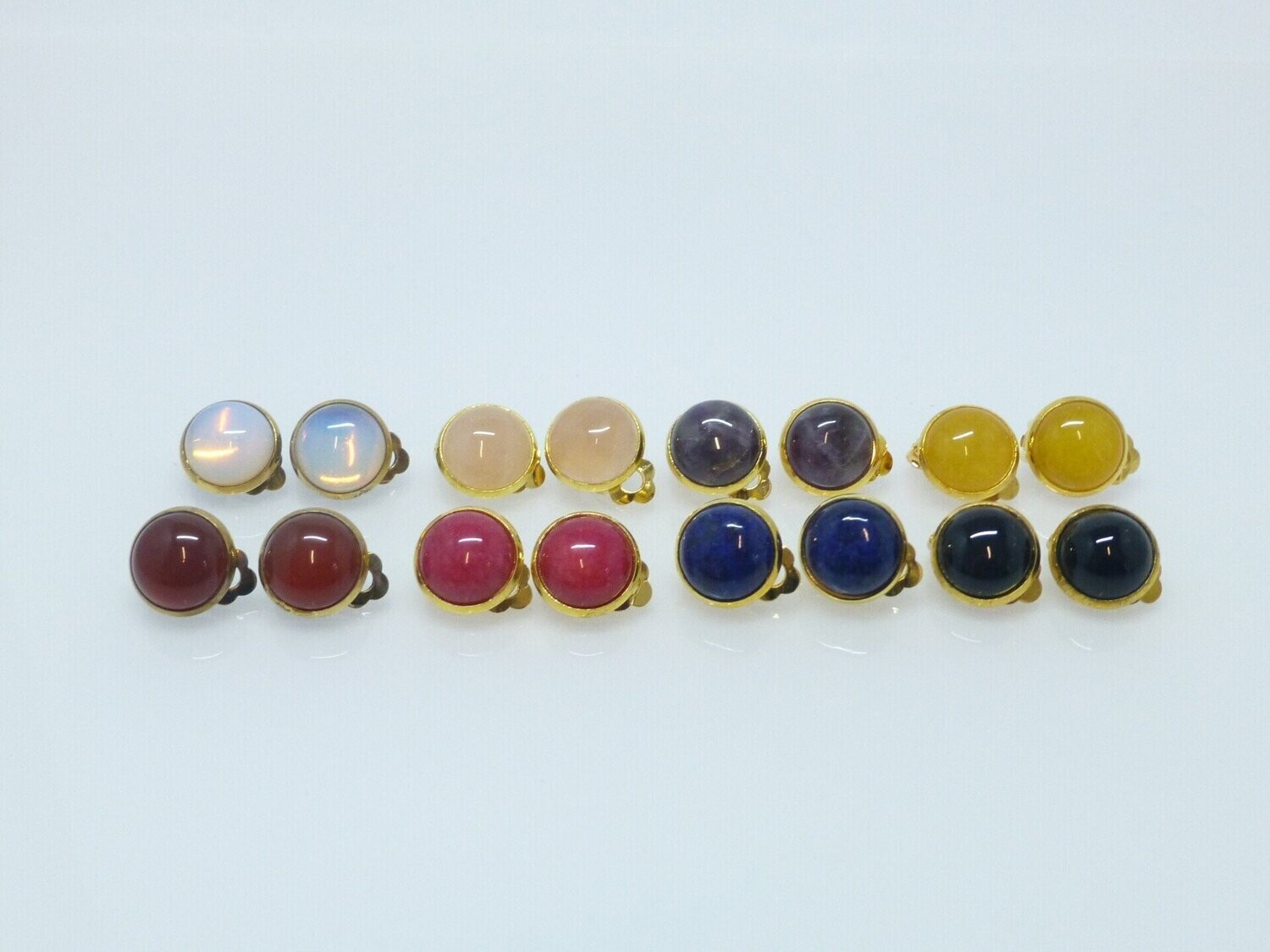 Ohrclips Halbedelstein Cabochon 12mm vergoldet - versch. Steine-