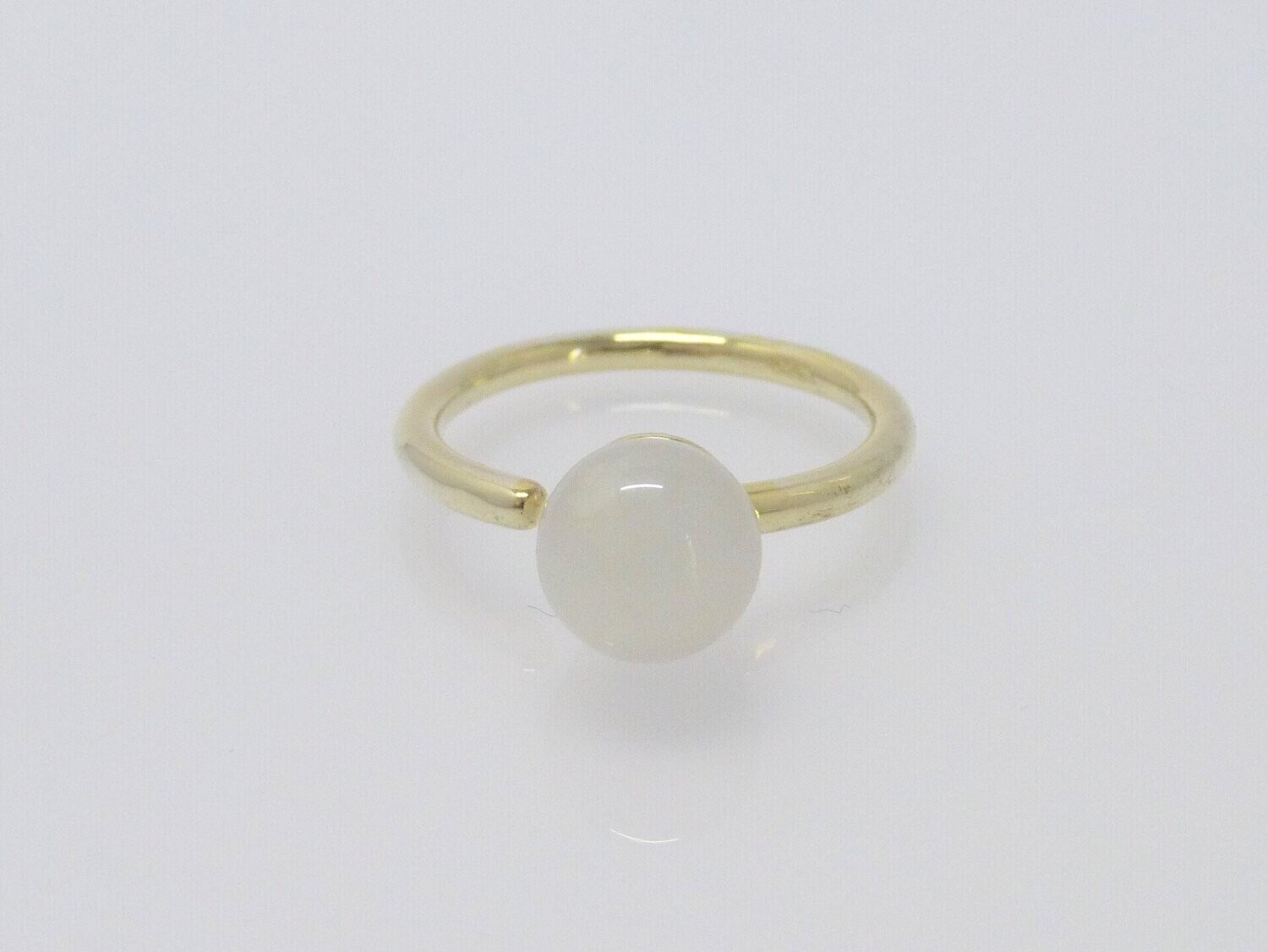 Ring Gold Mondstein Weiß Kugel 8mm