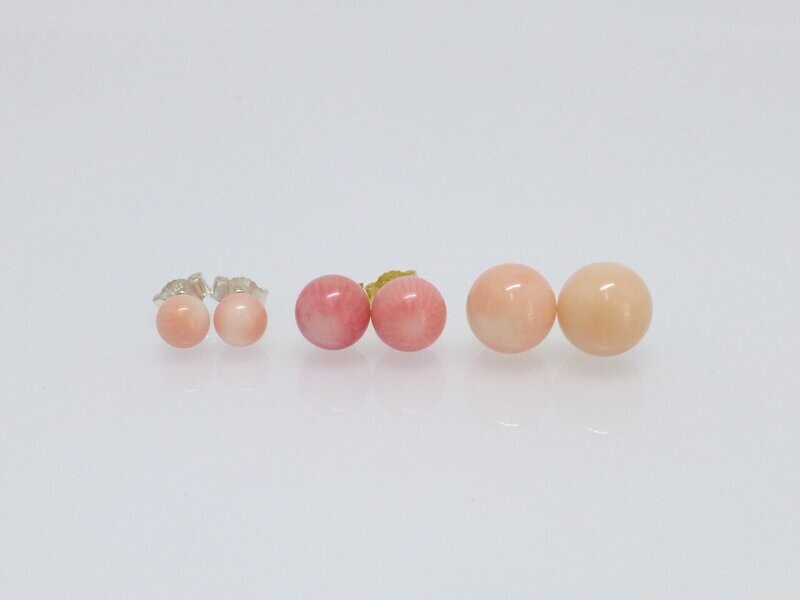 Ohrstecker Bambuskoralle Rosa Kugel -verschiedene Größen-