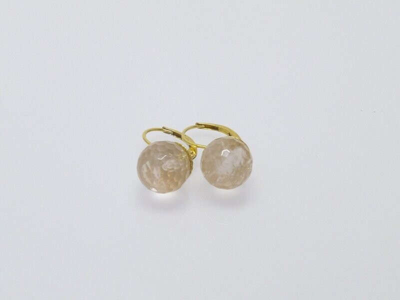 Ohrringe Brisur Gold Rosenquarz Kugeln 10mm facettiert