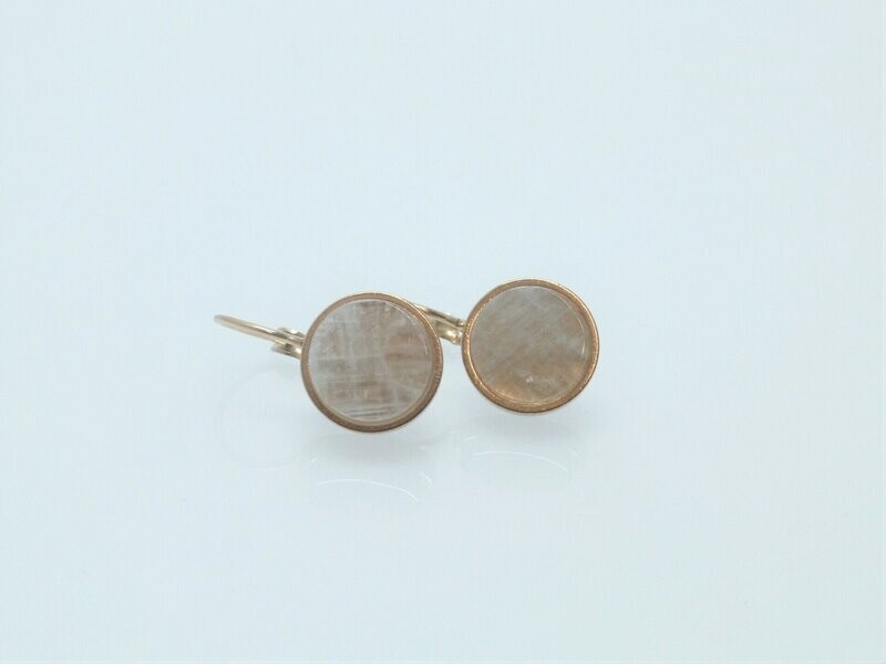 Ohrringe Edelstahl Roségold Regenbogen-Mondstein Cabochon flach 10mm