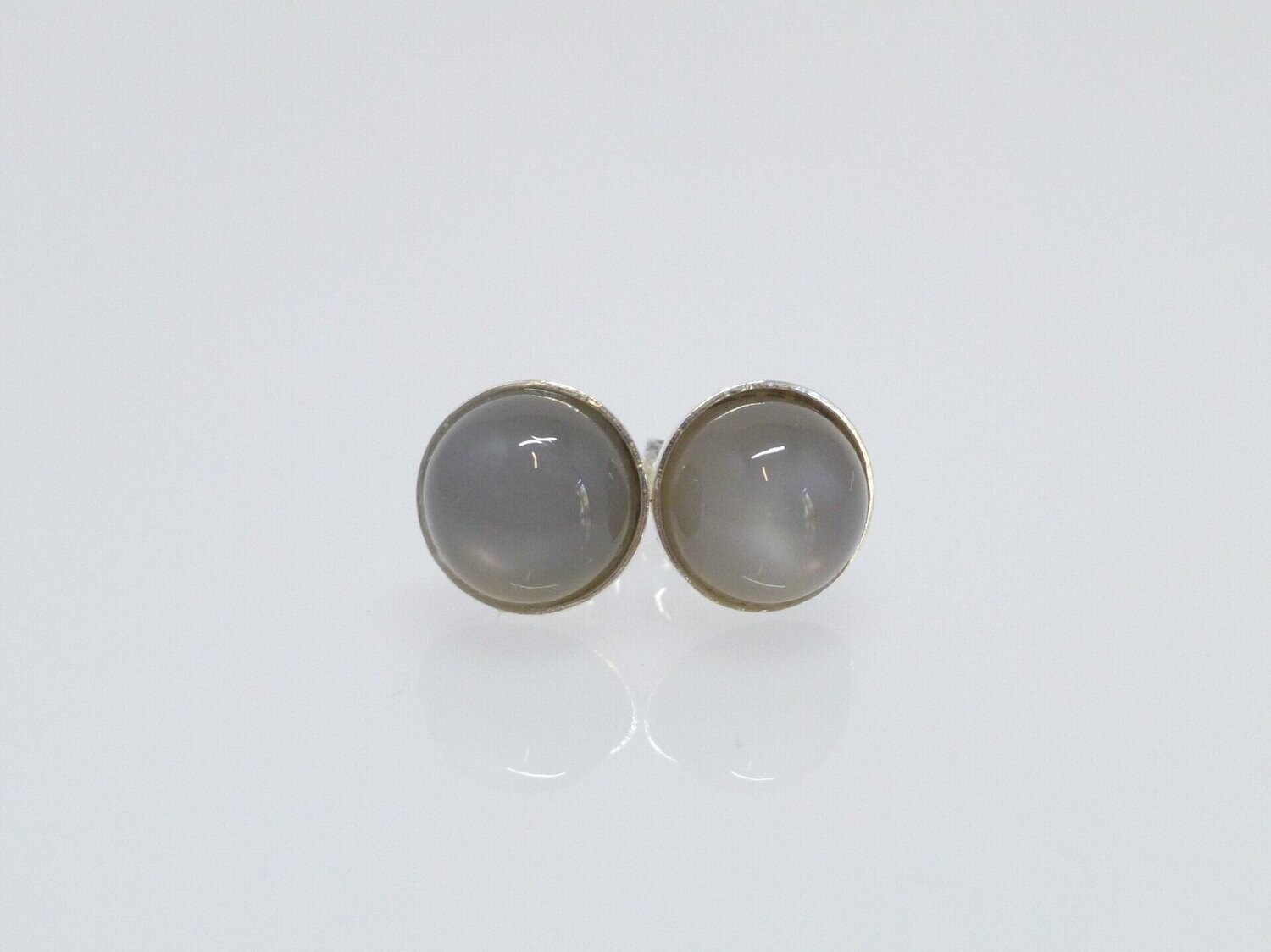 Ohrstecker Mondstein Grau Cabochon -versch. Größen-