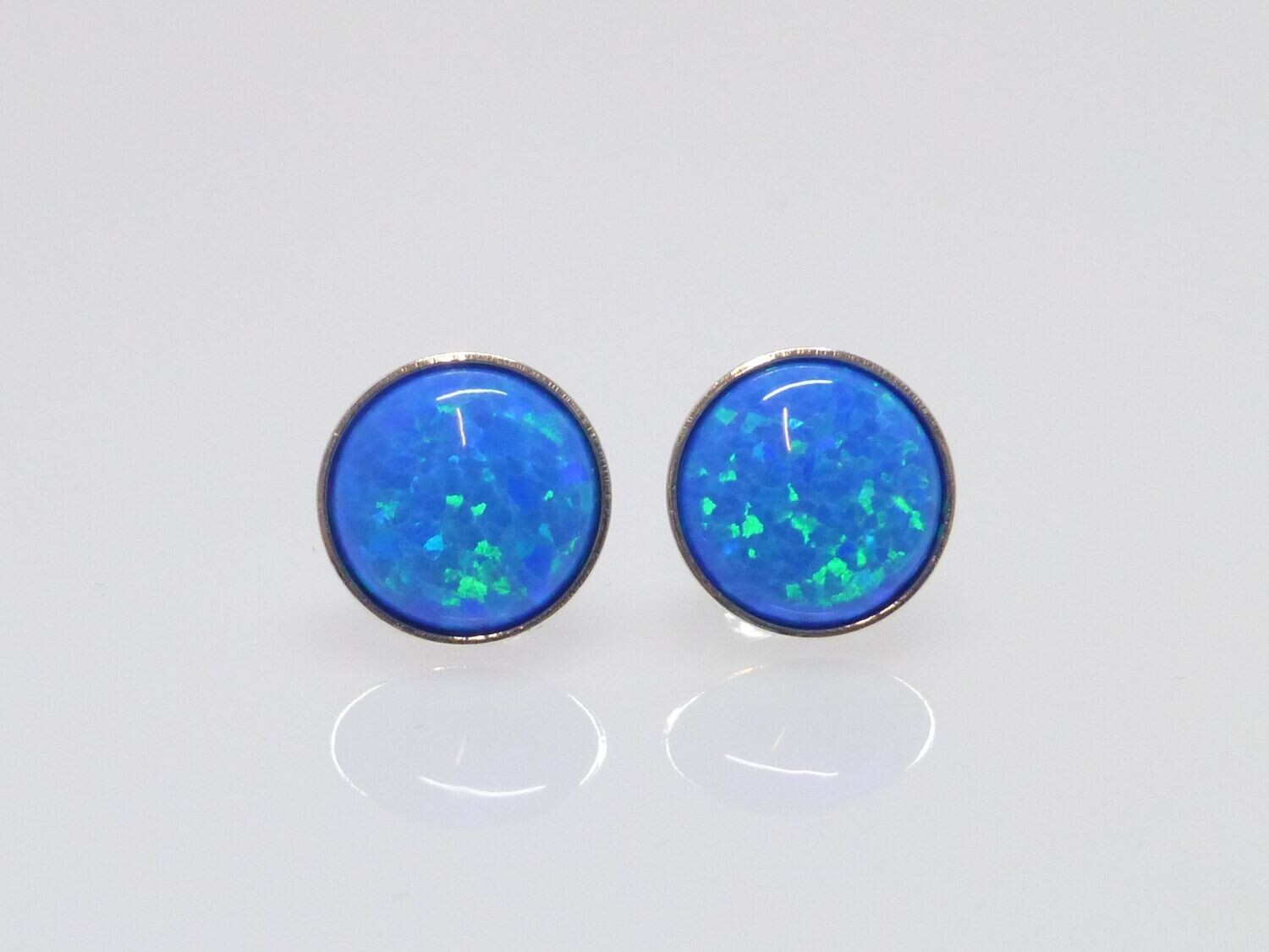 Ohrstecker Silber Opal Imitat Cabochon Blau