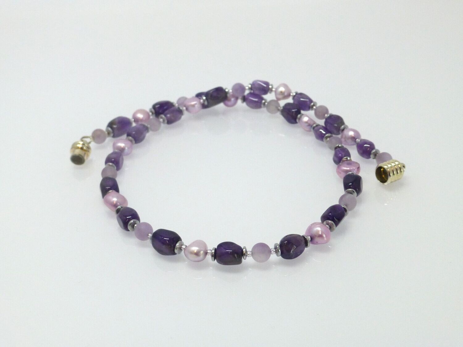 Halskette Amethyst Nuggets mit Perlen