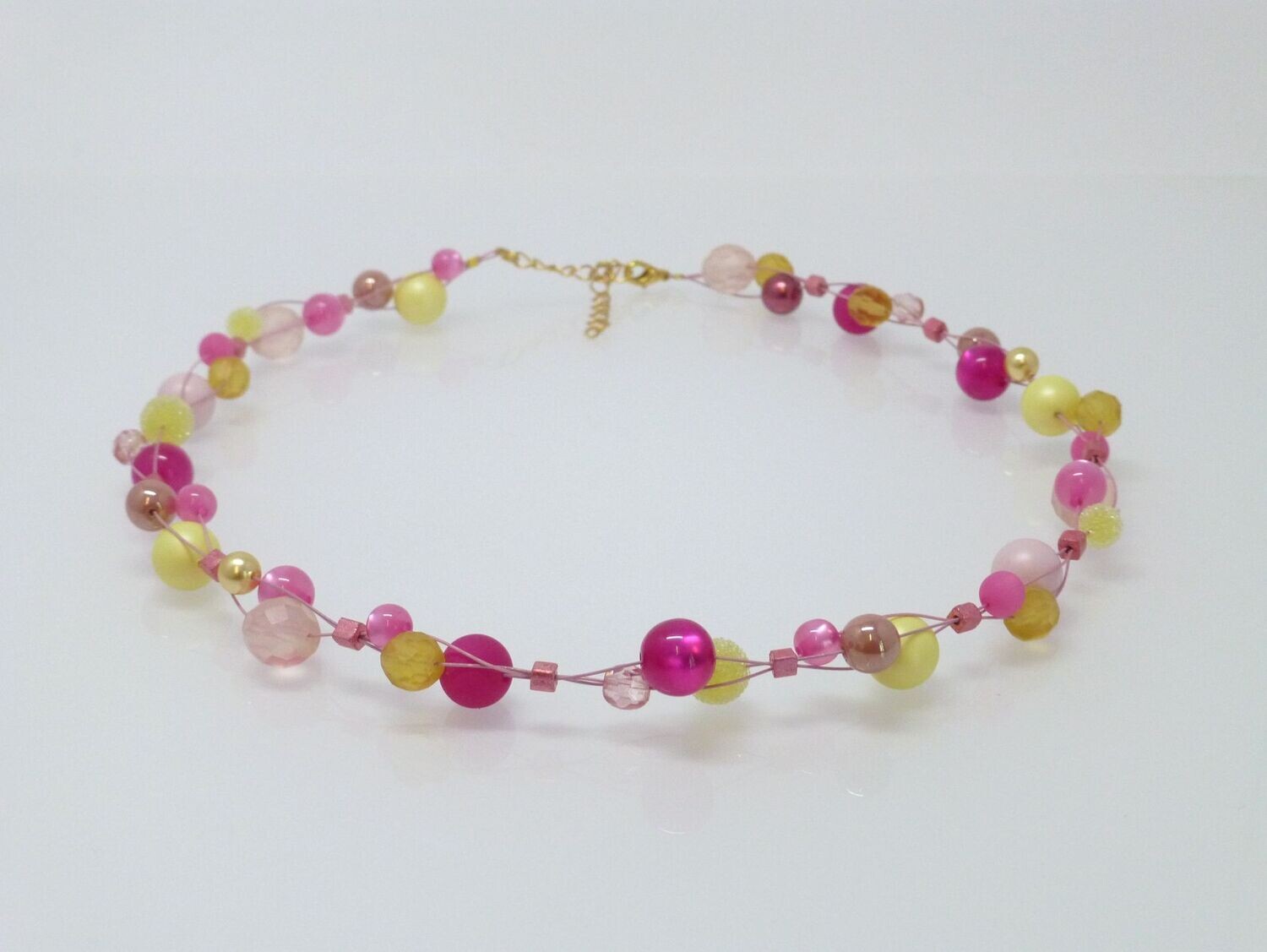 Halskette "Bubbles" Pink-Gelb