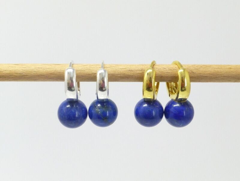 Klappcreolen Lapislazuli Kugel 10mm