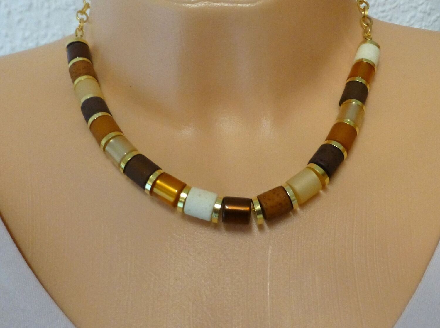 Statement-Kette Polaris-Walzen Braun-Gold
