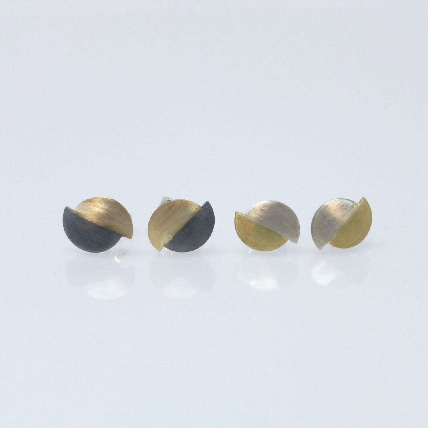Ohrstecker Halbkreise Bicolor Silber-Gold-Schwarz
