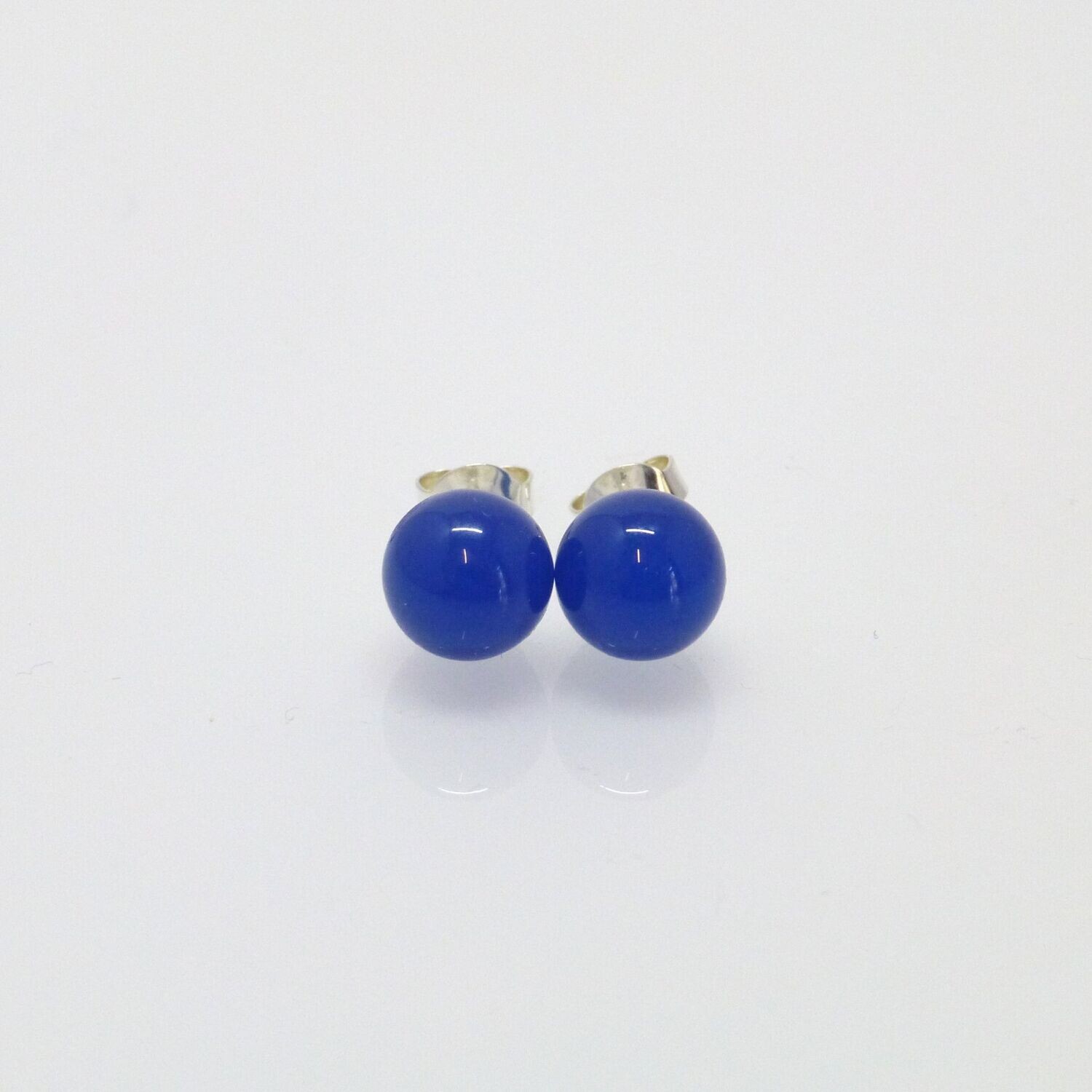 Ohrstecker Achat Blau Kugel 4mm 6mm 8mm 10mm