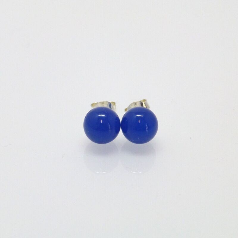 Ohrstecker Achat Blau Kugel 4mm 6mm 8mm 10mm