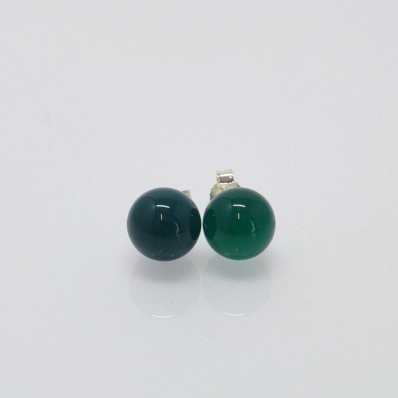 Ohrstecker Achat Grün Kugel 4mm 6mm 8mm 10mm