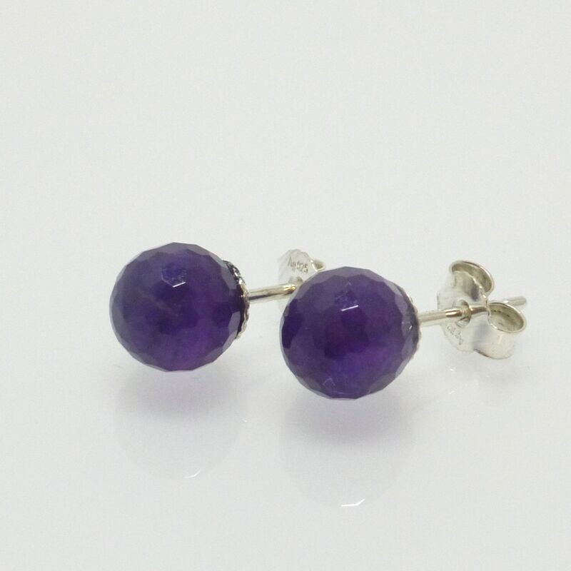 Ohrstecker Amethyst Kugel facettiert