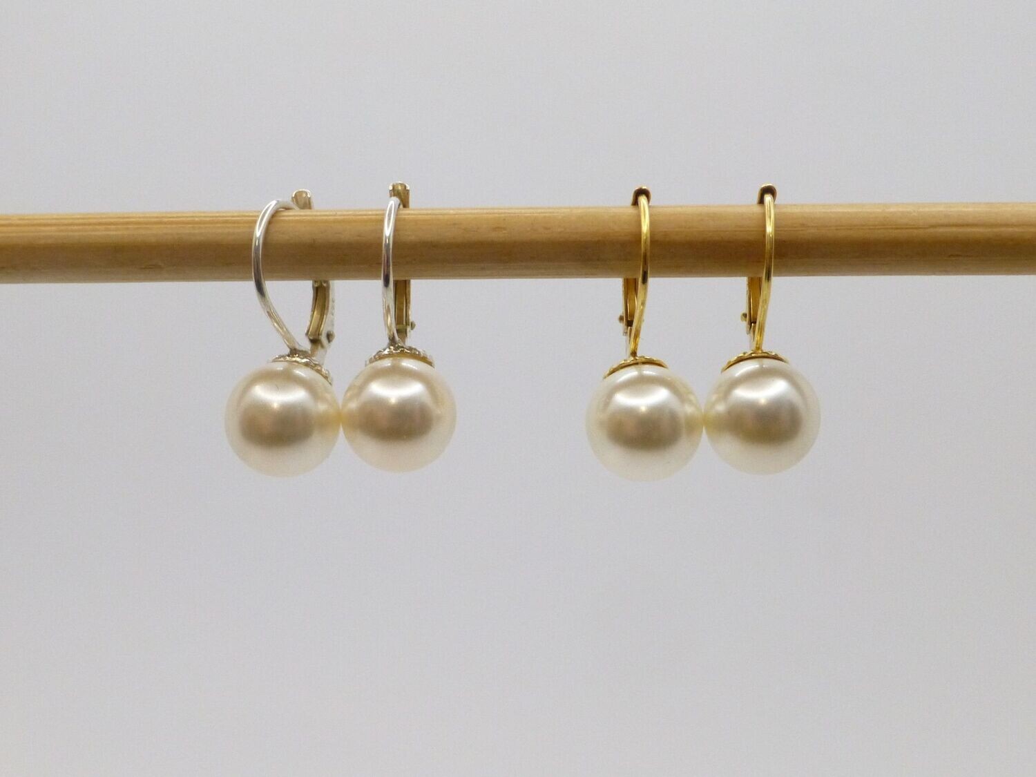 Perlen-Ohrringe Patentbrisur Perle 6mm Silber Gold