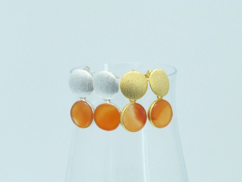 Ohrstecker mit Anhänger Karneol-Münze 11mm Silber 925 Gold