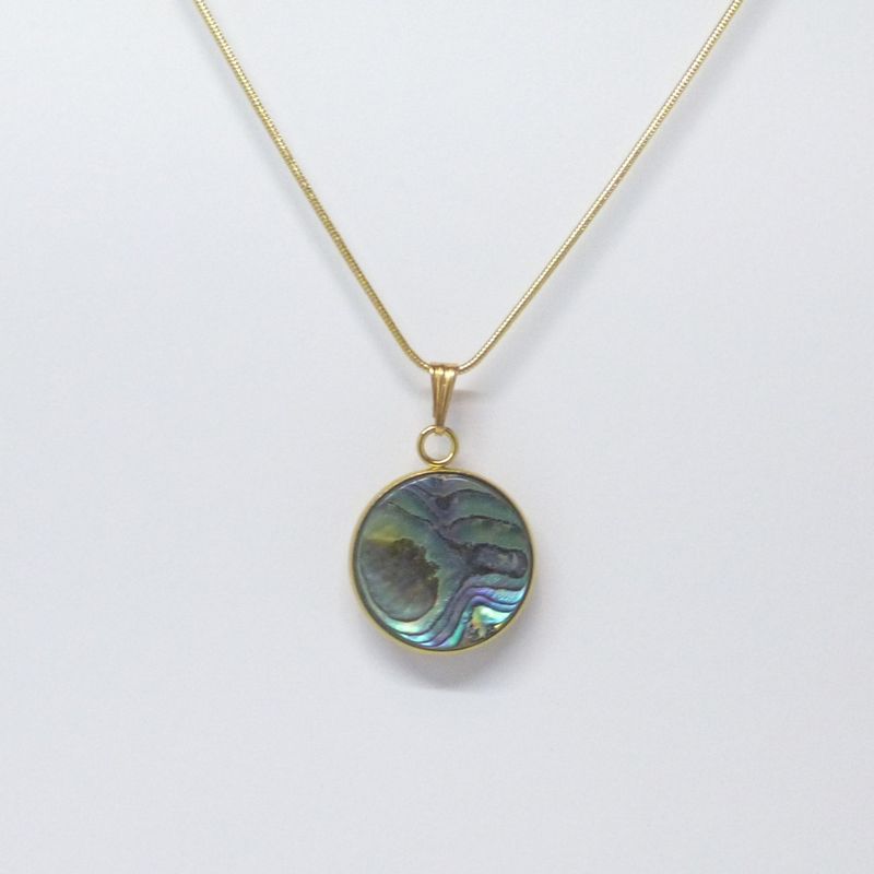 Schlangenkette Gold Anhänger Abalone Perlmutt 20mm