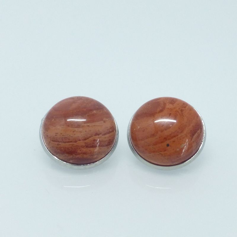 Ohrclips Jaspis Rot Cabochon 18mm Edelstahl