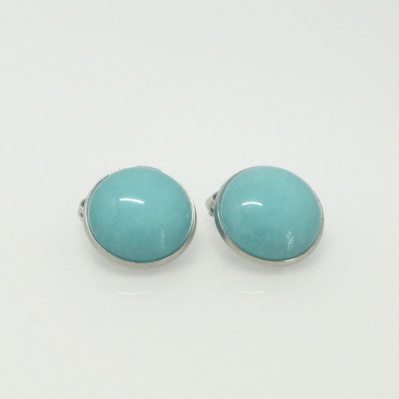 Ohrclips Jade Türkis Cabochon 18mm Edelstahl