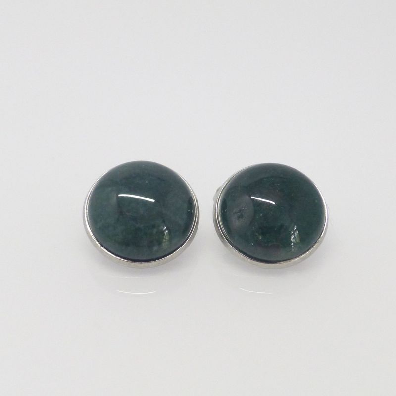 Ohrclips Moosachat Cabochon 18mm Edelstahl