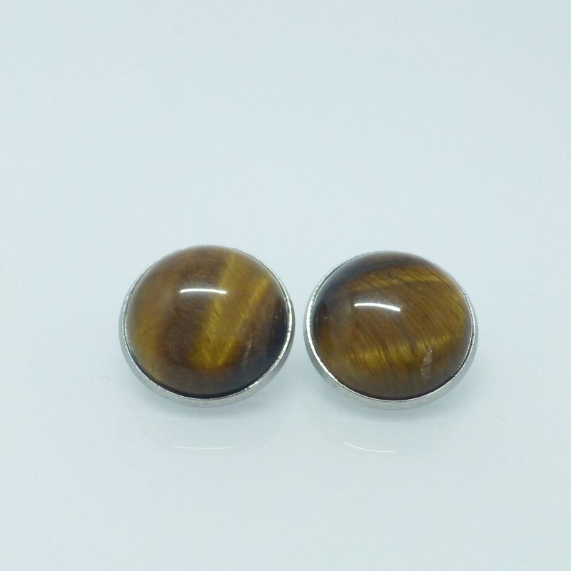 Ohrclips Tigerauge Cabochon 18mm Edelstahl