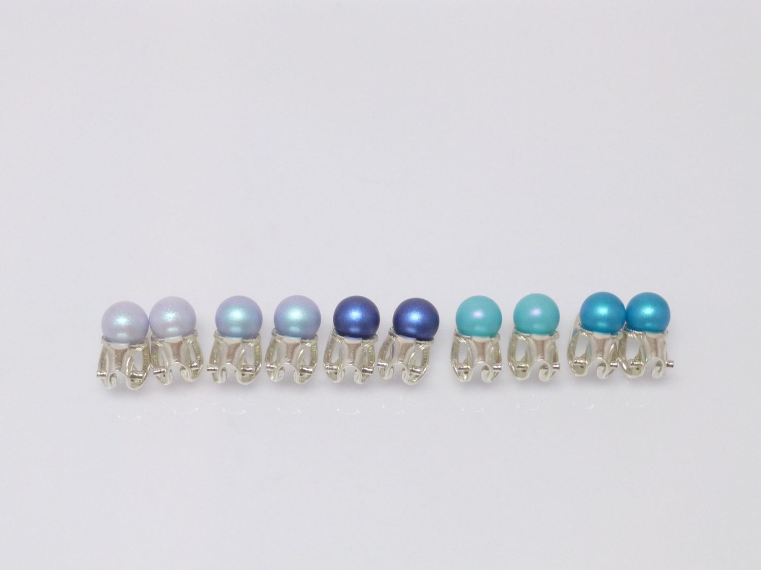 Ohrclips mit Perle 6mm - Blau - Grün