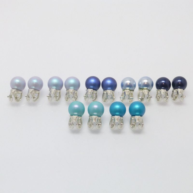 Ohrclips Perle 8mm - Blau - Petrol - Grün