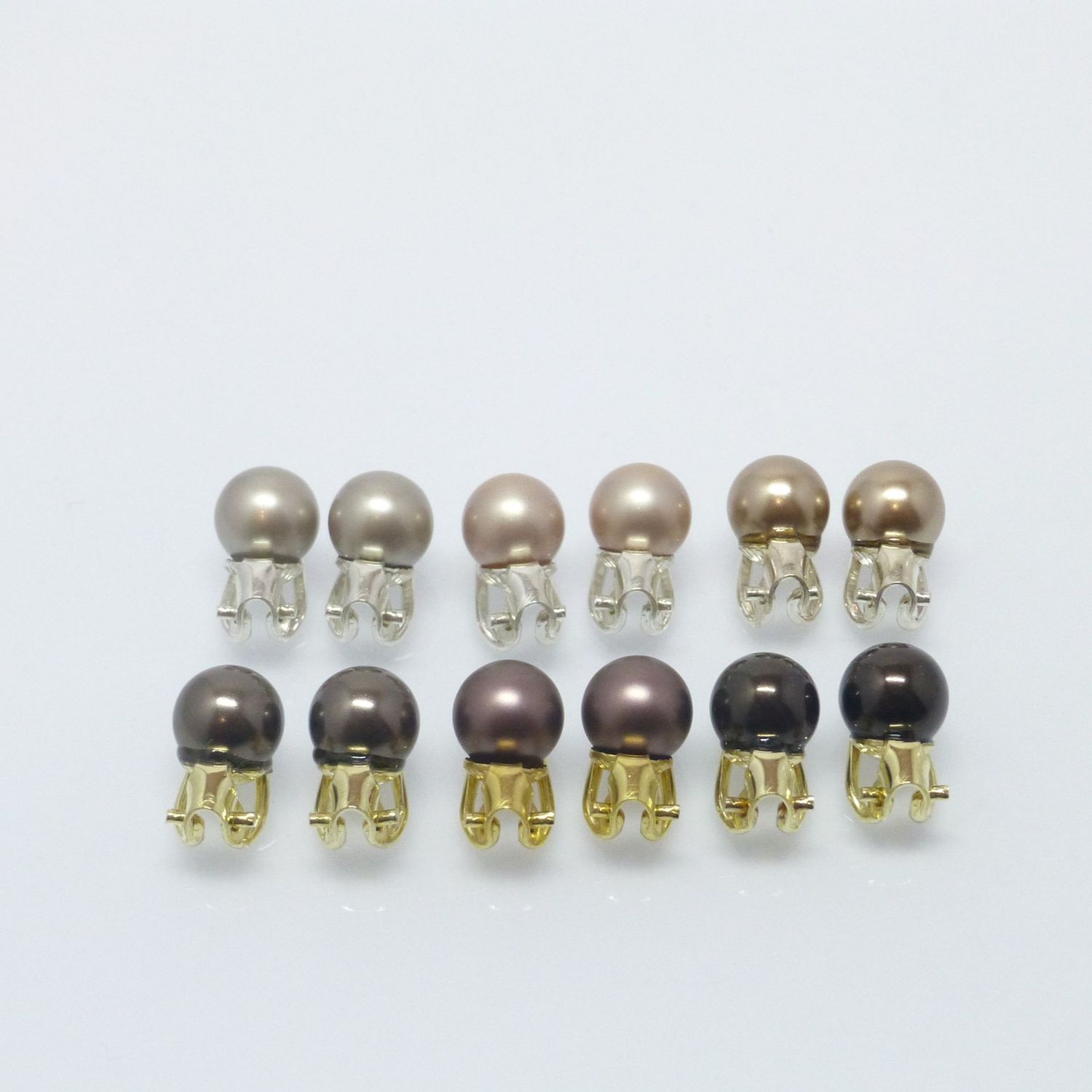 Ohrclips Perle 8mm - Braun - Gold