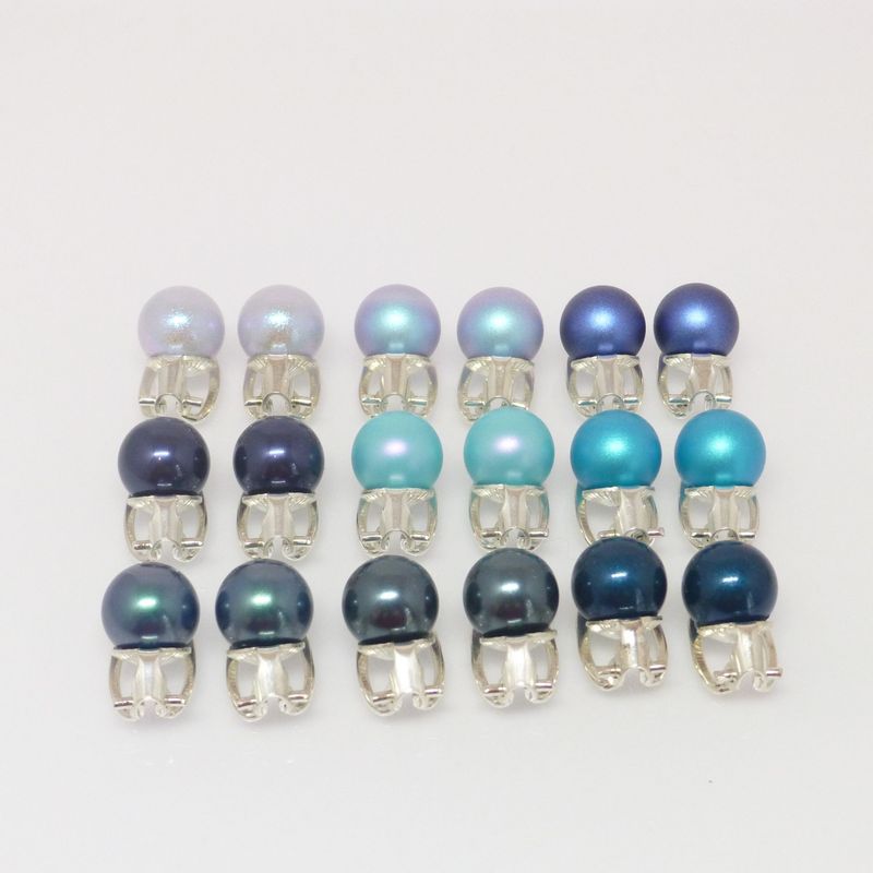Ohrclips Perle 10mm - Blau - Petrol - Grün