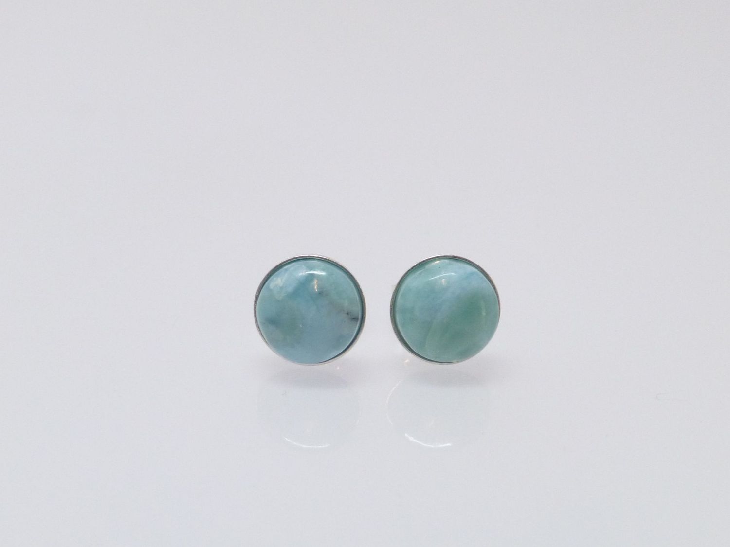 Ohrstecker Larimar Cabochon 8mm Silber 925