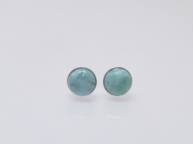 Ohrstecker Larimar Cabochon 8mm Silber 925