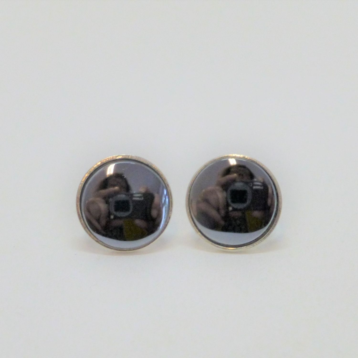 Ohrstecker Hämatit Cabochon 10mm flach Silber 925