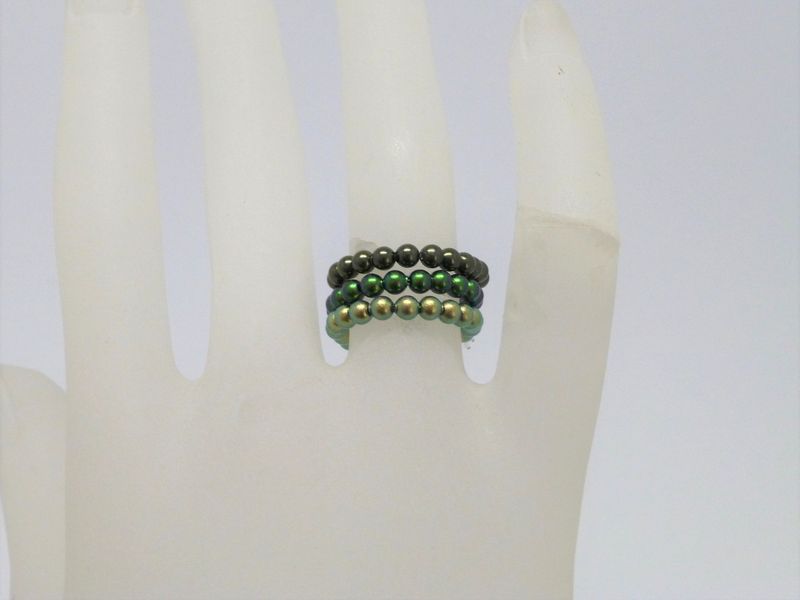 elastischer Perlenring 3mm - Grüne Farbtöne