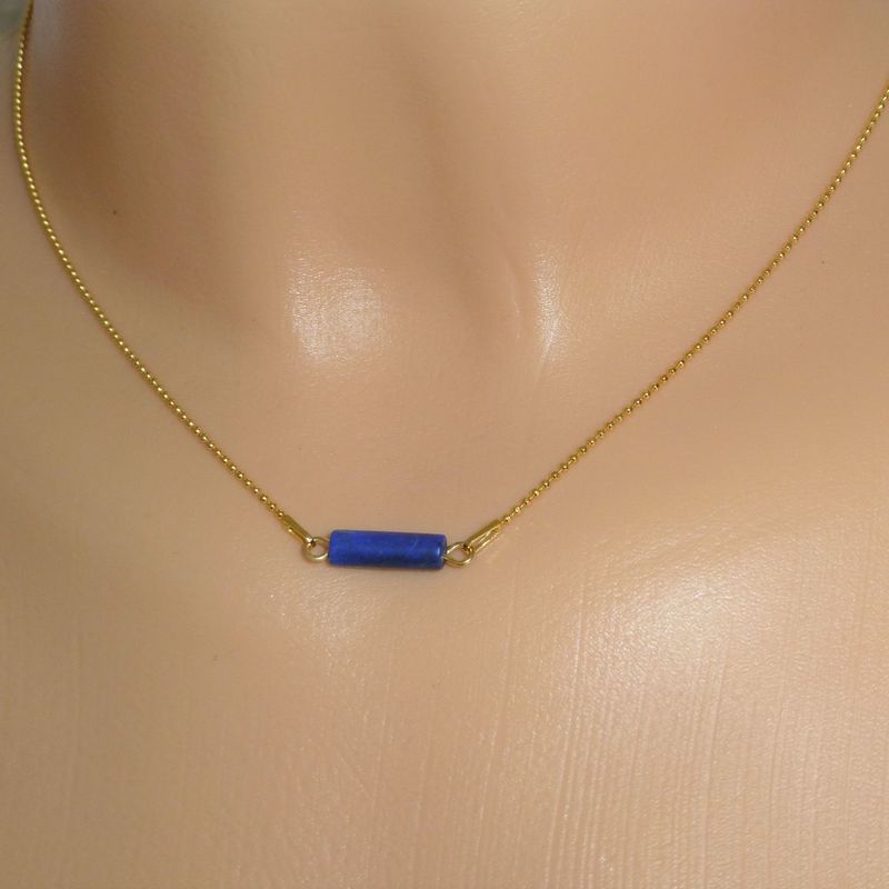 Kugelkette Gold Lapislazuli matt Walze 13x4