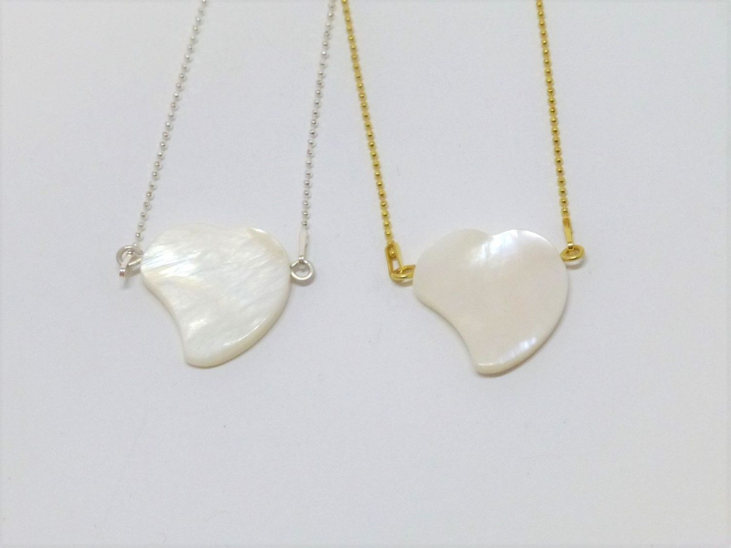 Kugelkette Herz Perlmutt Silber Gold