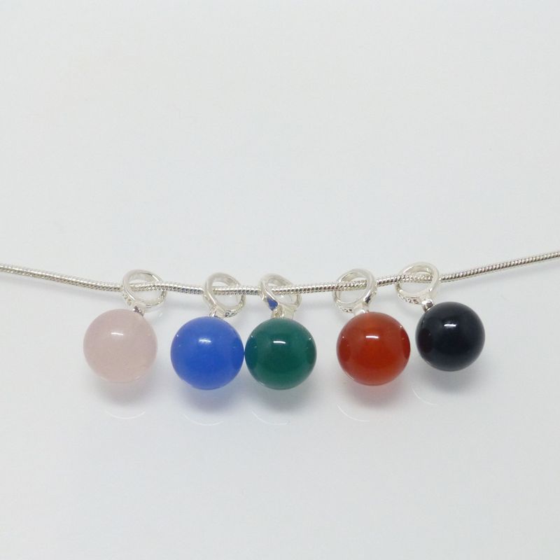 Anhänger Halbedelstein Kugel 8mm Silber Gold
