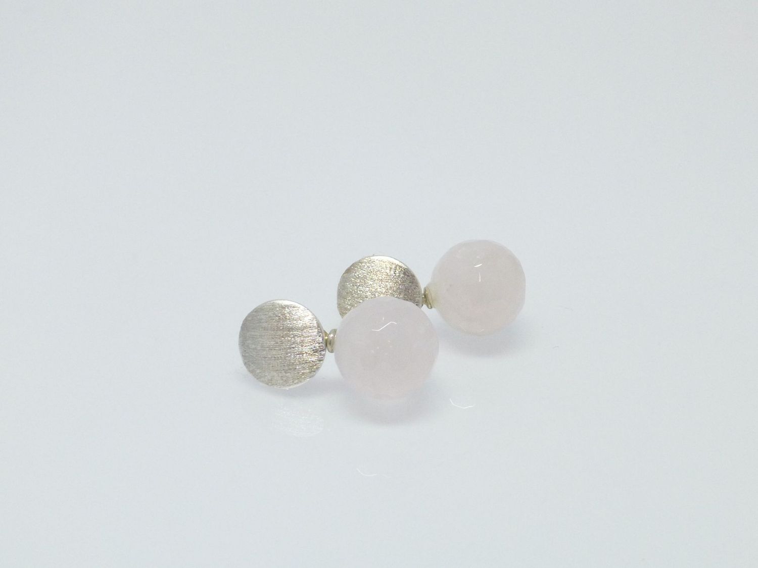 Ohrstecker mit Anhänger Rosenquarz Kugel 12mm