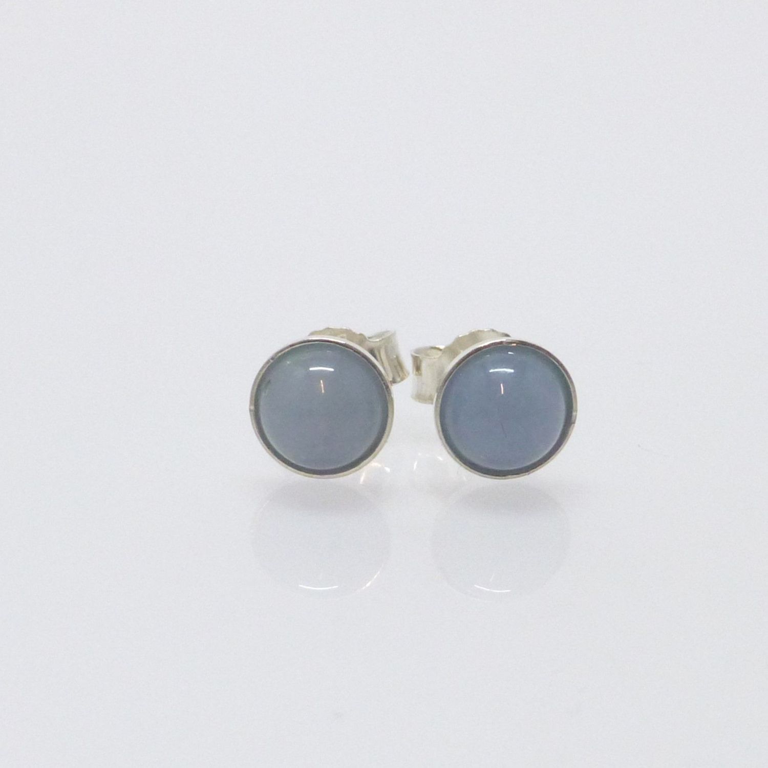 Ohrstecker Angelit Cabochon 6mm Silber 925