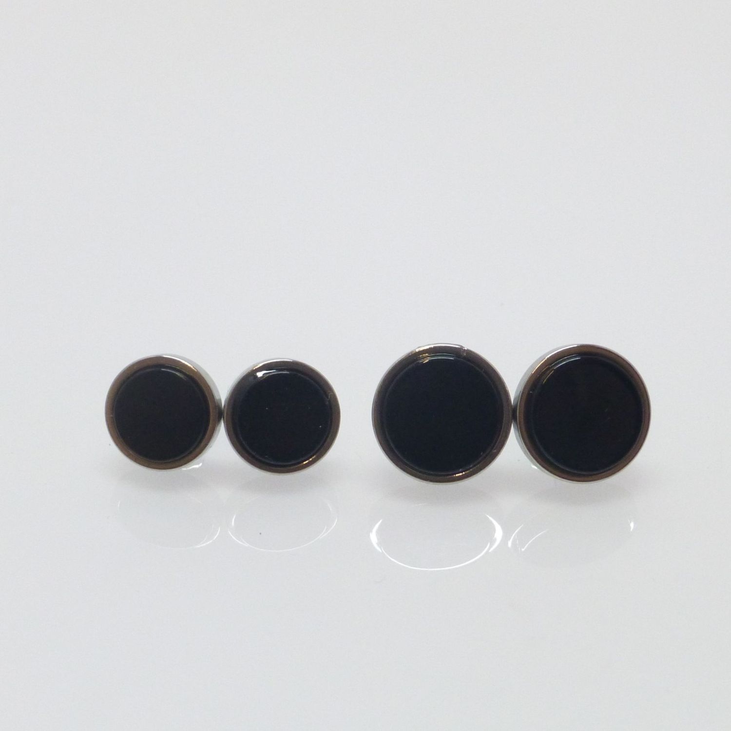 Ohrstecker Onyx Cabochon flach Edelstahl