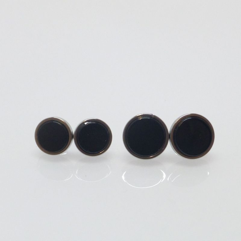 Ohrstecker Onyx Cabochon flach Edelstahl