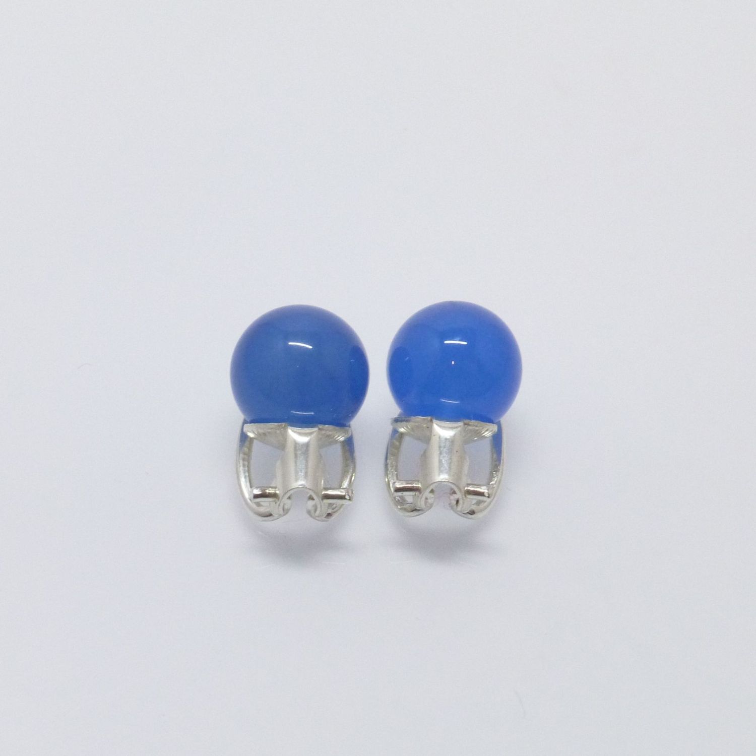 Ohrclips Achat Blau Kugel - verschiedene Größen