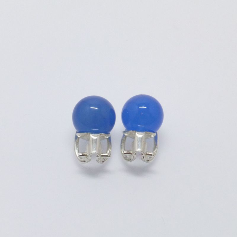 Ohrclips Achat Blau Kugel - verschiedene Größen
