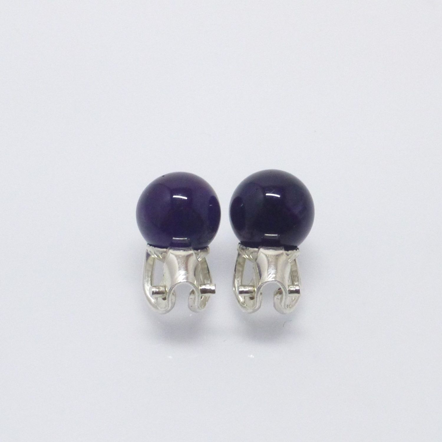 Ohrclips Amethyst Kugel - verschiedene Größen