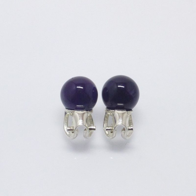 Ohrclips Amethyst Kugel - verschiedene Größen
