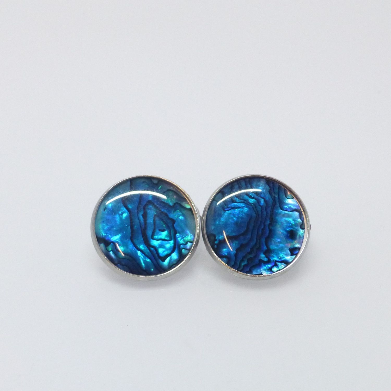 Ohrclips Abalone Cabochon 18mm Edelstahl