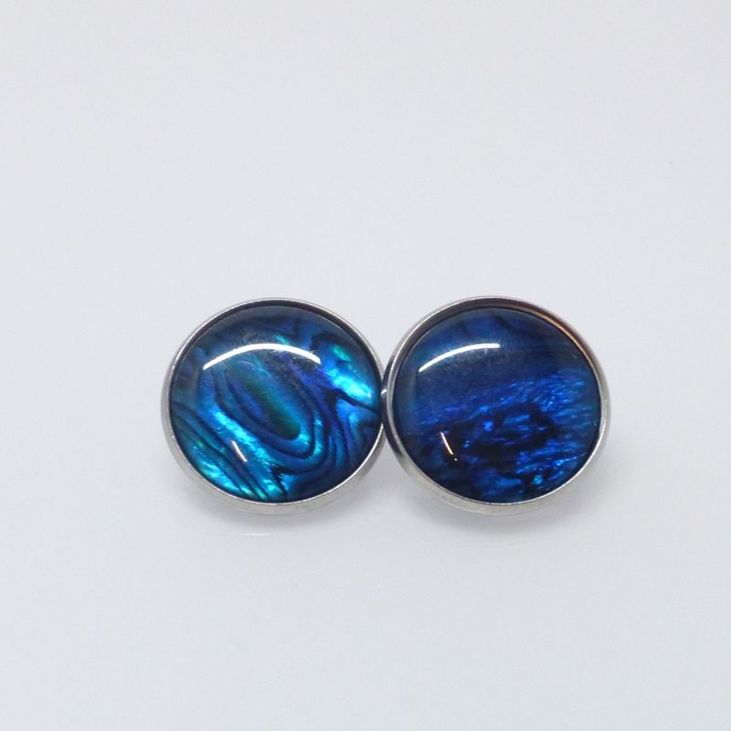 Ohrclips Abalone Cabochon 20mm Edelstahl