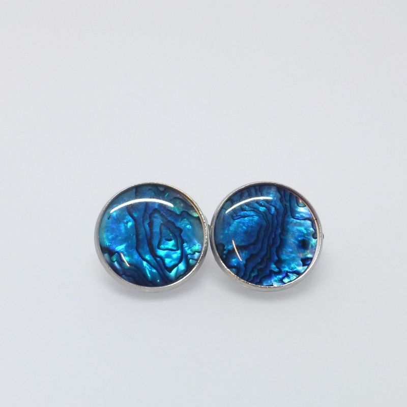 Ohrclips Abalone Cabochon 18mm Edelstahl
