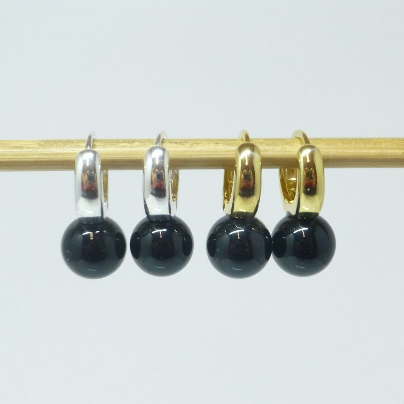 Klappcreolen Onyx Kugel 10mm